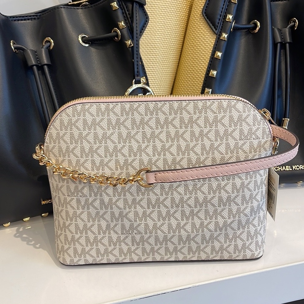 MICHAEL KORS Jet Set Medium Logo Dome Satchel Crossbody 
Powder Blush 
NWT - Picture 4 of 16